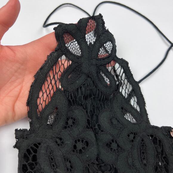 Free People Bralette Adelle Lace Black Witchy Whimsigoth Dark Coquette Romantic - Picture 2 of 5